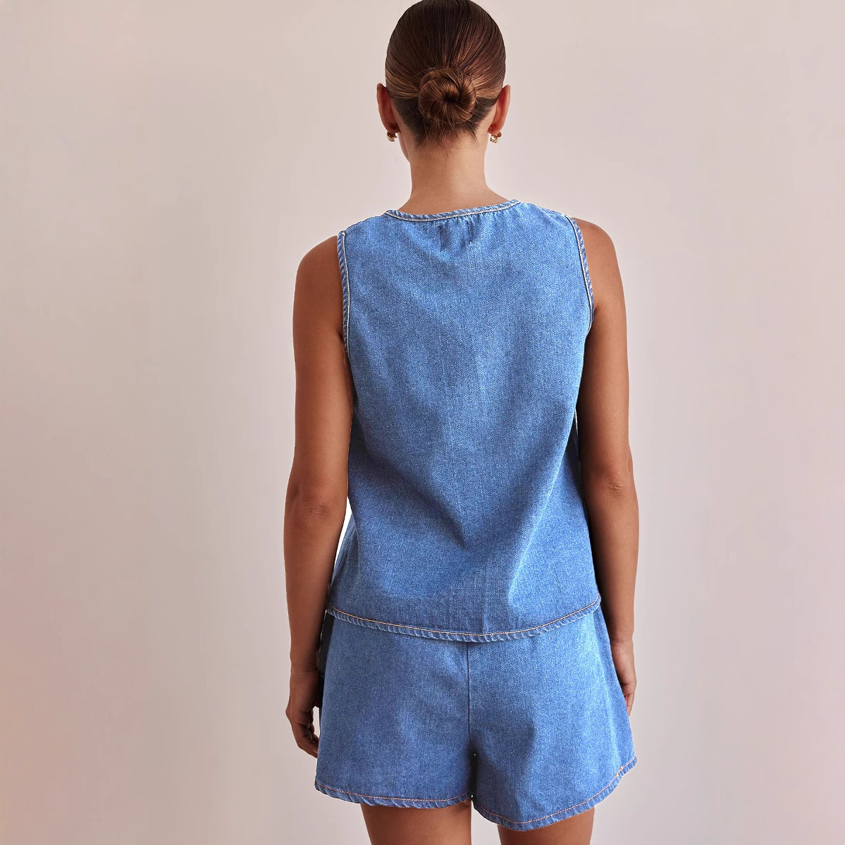 182g Weight Sleeveless Sleeve Length Cotton, Polyester, Denim Fabric Type Shorts Co-ord Set Sets Type 2 Pieces Set, 1 PCS/Package Quantity Holiday, Banquet, Selfie Occasion Round Neck Neckline Pocket Function Regular Fit Fit Type Solid Color Pattern Summer Season Women's Gender Casual, Elegant, Streetwear Style Holiday Banquet Selfie Women's Casual Elegant Streetwear Solid Color Cotton Polyester Denim Shorts Co-ord Set Shorts Sets 26