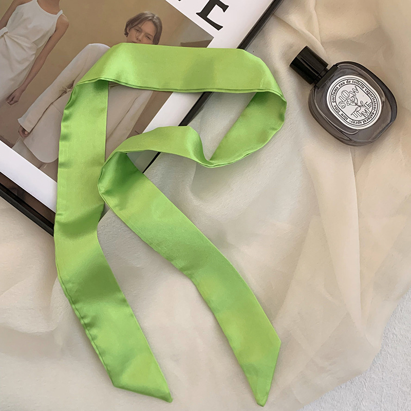 Pañuelo de seda de imitación, tira larga, sentido avanzado, nuevo estilo, color sólido, protección para el cuello, bufanda pequeña, bolsa atada, cinta para el cabello, diadema, cabello atado