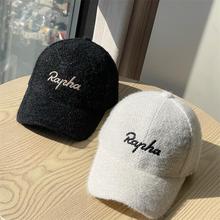 新款水貂毛刺绣字母棒球帽女秋冬季简约百搭保暖显脸小鸭舌帽韩版