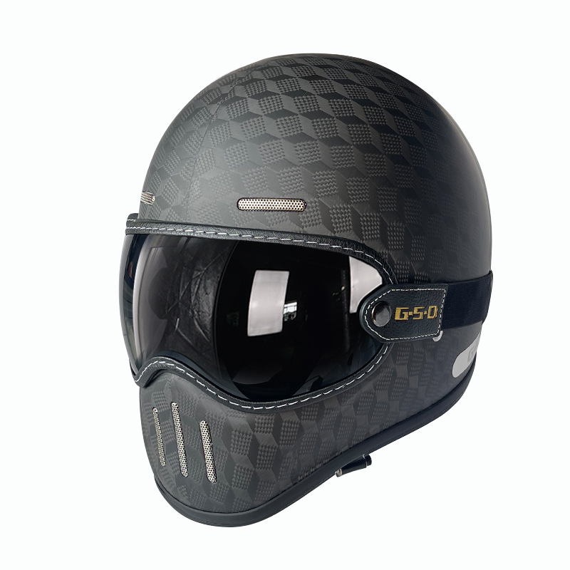 Motosiklet kaskı (dəbilqə) – Motuoche Helmet - matte-three-dimensional-pattern-black-tea-visor-m55-56