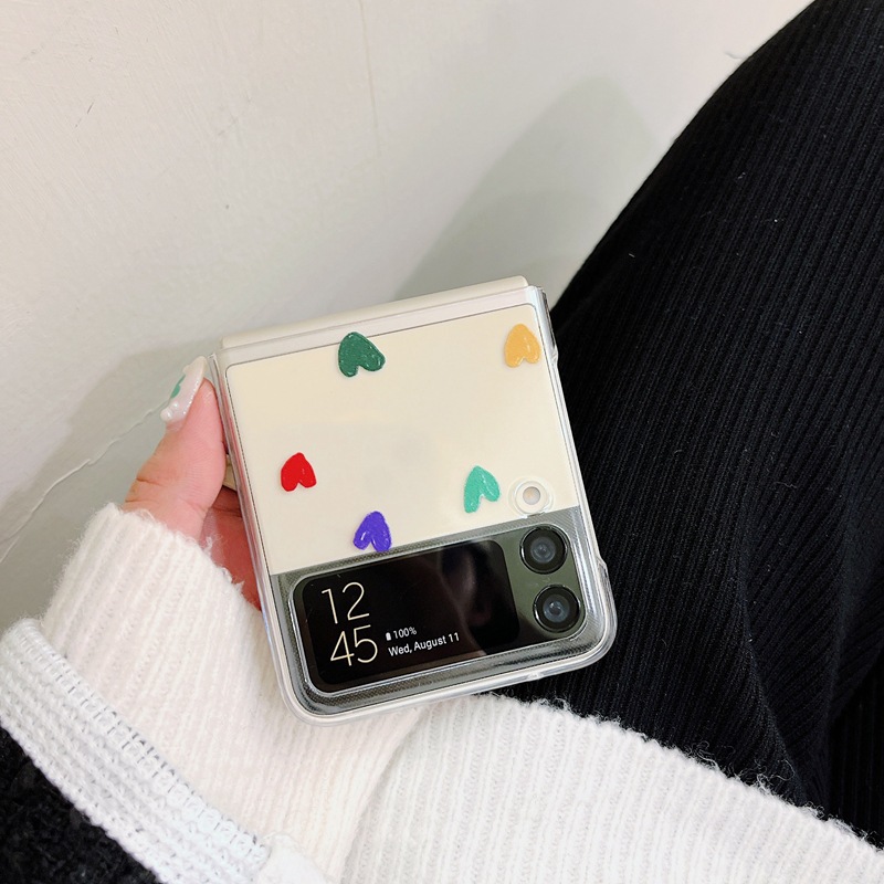 Adatto per Samsung ZFilp4 Color Love Folding Screen Phone Trasparente Pacchetto Completo Flash Rosa Carta Carta Flip Cover_voghion.com