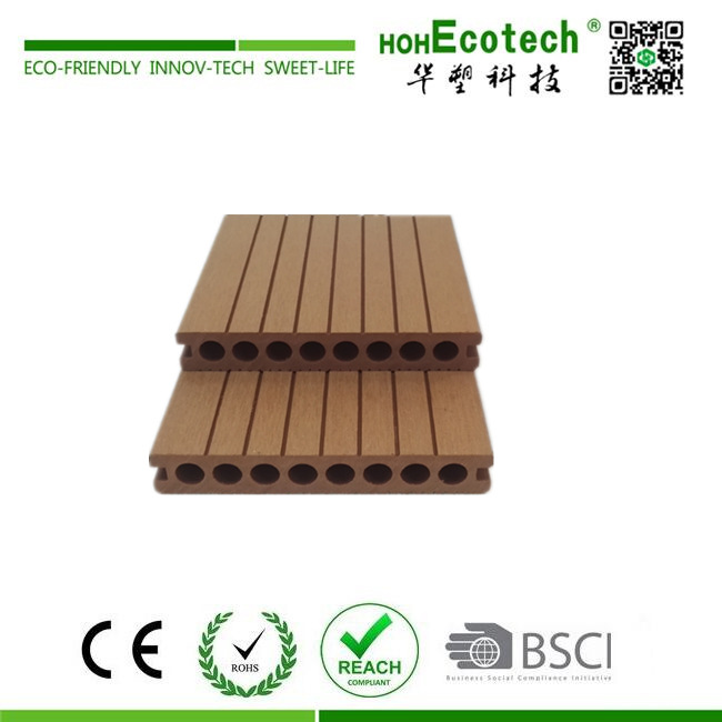 Fábrica de piso de madera de plástico al aire libre agujero redondo piso de madera de plástico 150*24 ingeniería al aire libre cuadrado decorativo agujero placa anti-corrosión image 2