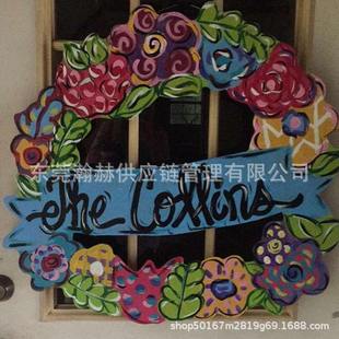 Amazon independent station etsy personalized custom spring wreath floral wreath wooden doorplate