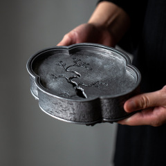 Pure old tin pot inherits the Japanese retro dry brewing table tea tray Kung Fu tea set built with water to support the tea pot tea tray pot pad water storage