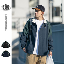 WANLEGETU日系复古citypop学院风立领夹克男士春秋运动外套J2017