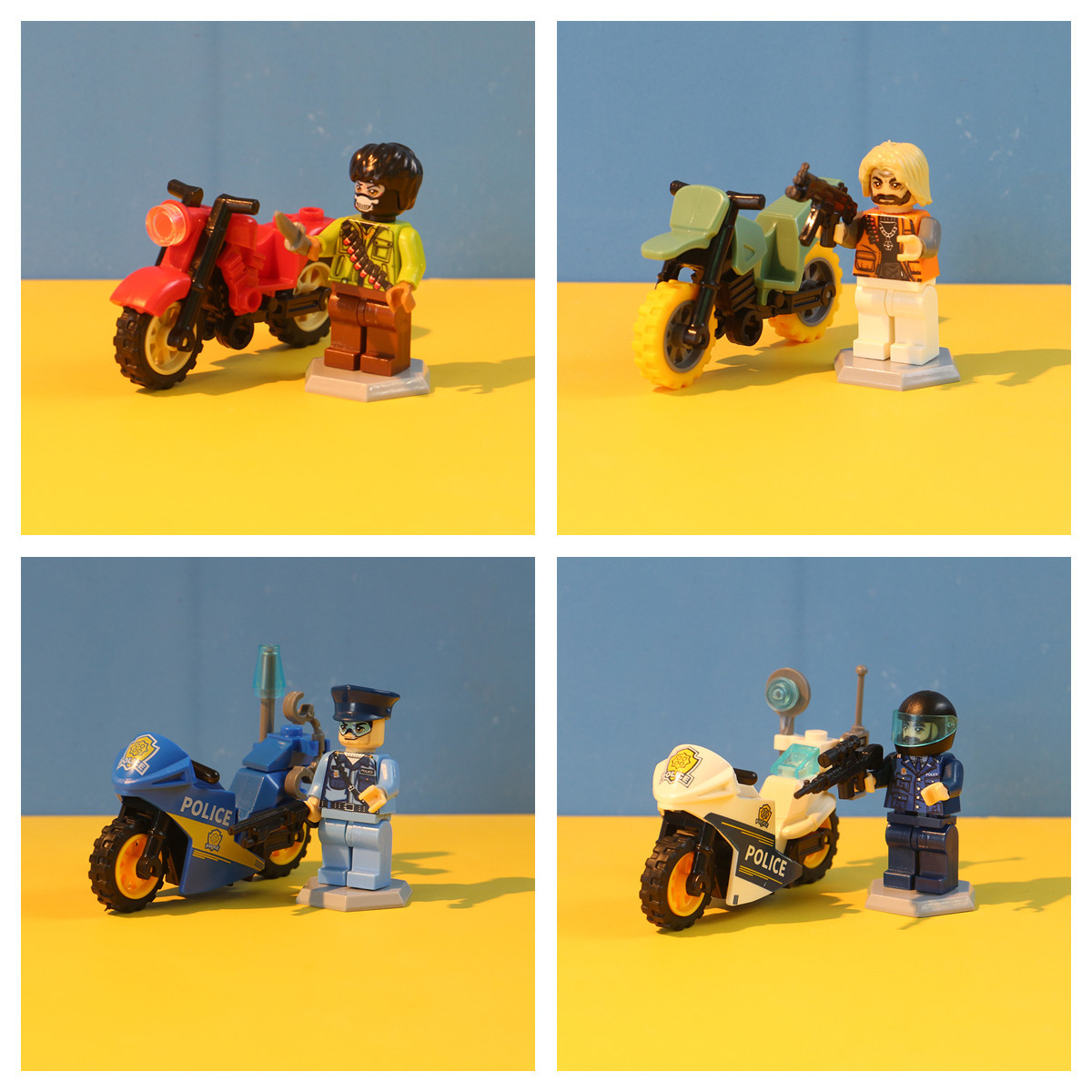 Starle 501B anti-terrorismo equipo de construcción de partículas pequeñas muñecas juguetes motocicleta coche de policía niños niños ensamblaje