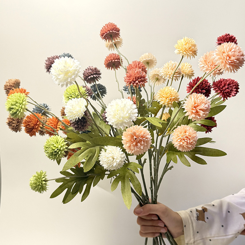 Artificial 5-Head Dandelion Ping Pong Chrysanthemum Home Decoration Fake Flower Silk Flower Autumn Color Small Ball Chrysanthemum Artificial Flower Arrangement Ornament Artificial 5-Head Dandelion Ping Pong Chrysanthemum Home Decoration Fake Flower Silk Flower Autumn Color Small Ball Chrysanthemum Artificial Flower Arrangement Ornament