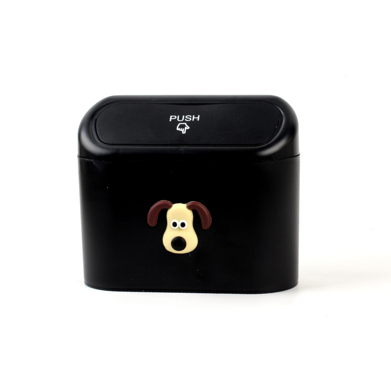 Productos para automóviles lindo perro jefe de basura de automóvil puerta lateral caja de almacenamiento piloto perro dibujos animados caja de cáscara mujer