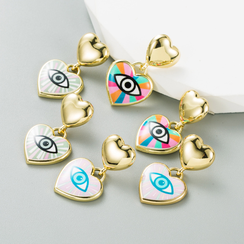 1 Pair Quantity Daily Occasion Alloy Material Geometric, Devil'S Eye Pattern Fashion Geometric Devil's Eye Alloy Enamel Women's Drop Earrings 1 Pair