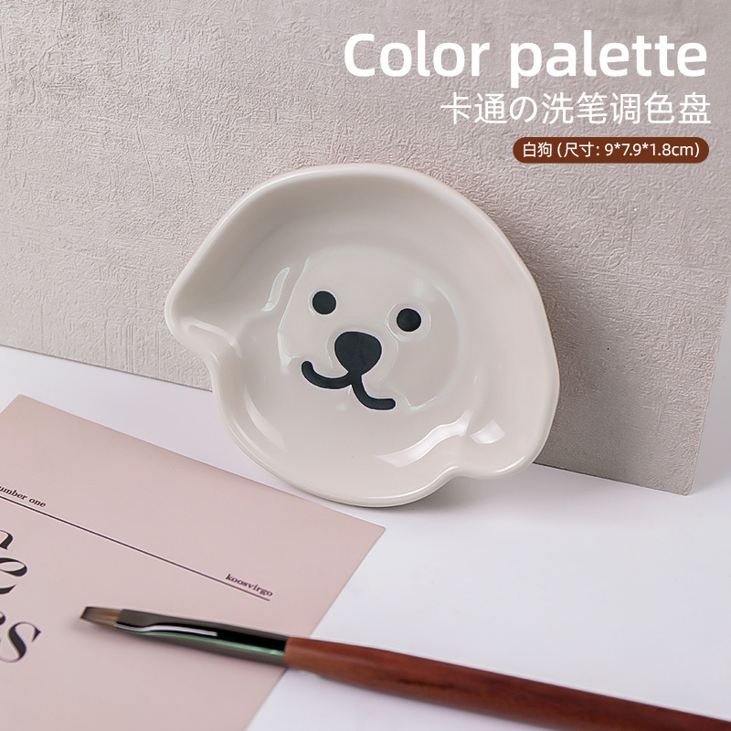 Nueva paleta de dibujos animados de uñas, soporte para bolígrafos, taza de lavado de lápices de cerámica, tinte de color de acuarela, herramienta de uñas multifuncional