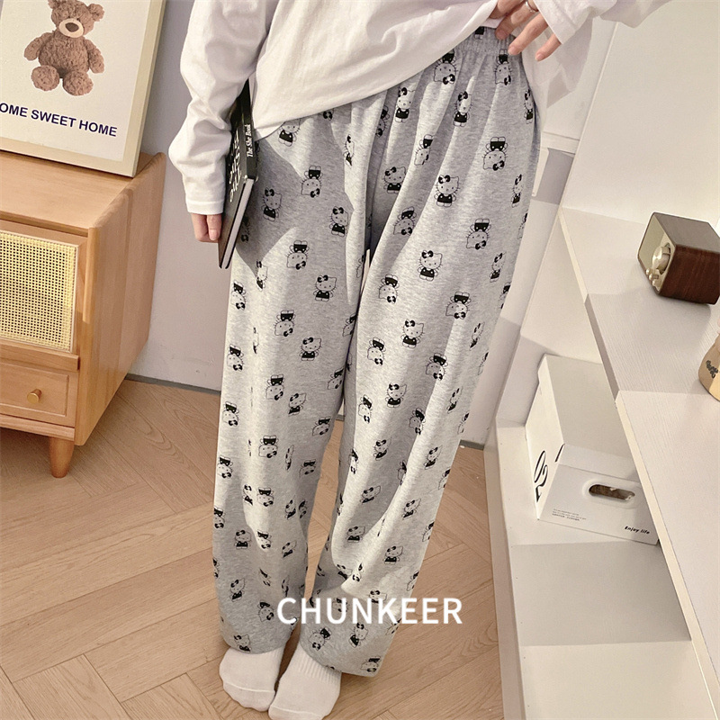 여성용 고가 잠옷, 봄, 가을 신상품 달콤하고 귀여운 바지, 야외용 캐주얼 홈 바지, 뚱뚱한 MM을 위한 대형 사이즈