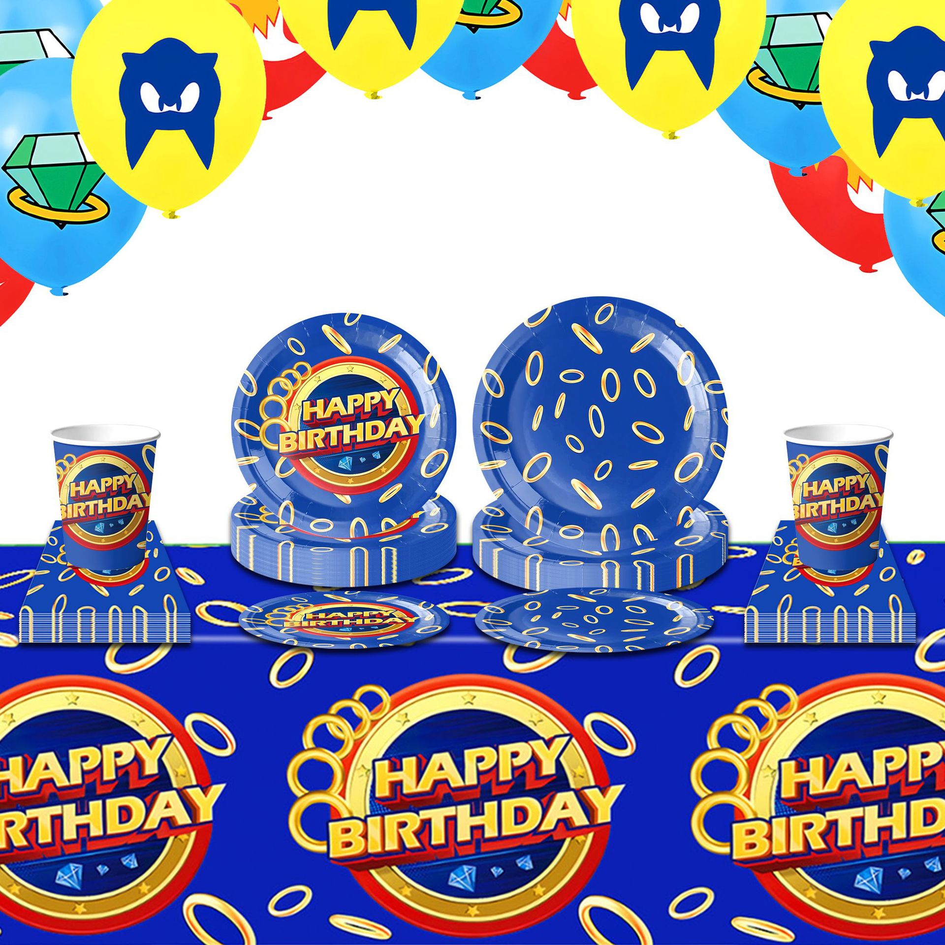 Blue Hedgehog Suonik Theme Party Decorations Sonic Disposable Tablecloth Party Supplies Paper Plate
