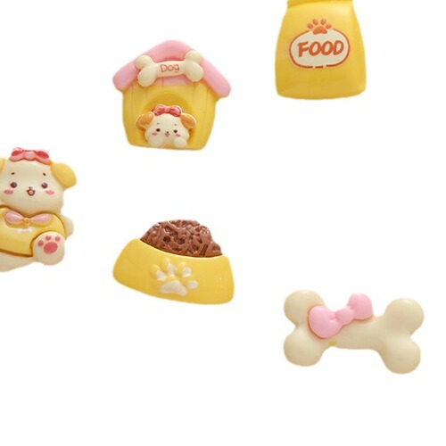 Glossy cartoon yellow doghouse diy cream mobile phone case resin accessories handmade hairpin head rope jewelry material package