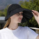Summer Black Rubber Empty Top Sunscreen Hat Children's Summer Big Brim Sunscreen Hat Foldable Fisherman Hat Spring and Summer