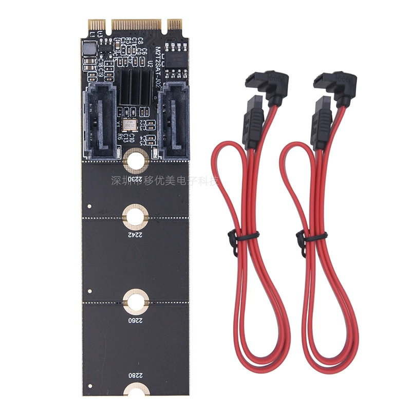 [Материнская плата для ПК M.2转2 порта SATA串口转接卡 A+E KEY转SATA3.0多口扩展板卡]