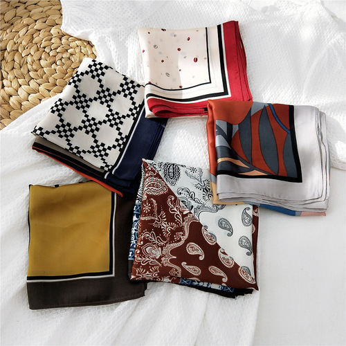 70 small square scarf temperament new silk scarf for women spring and autumn Korean ins trend decoration Korean style fashion hair tie