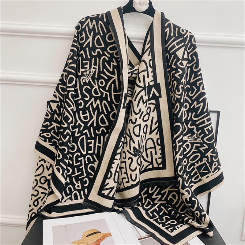 lenço de caxemira com letras moda feminina versátil elegante xale lenço quente transmissão ao vivo_voghion.com