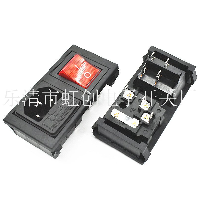 品字插座三合一 AC电源插座 卡式品字形带开关 大面板 AC-02+KCD4