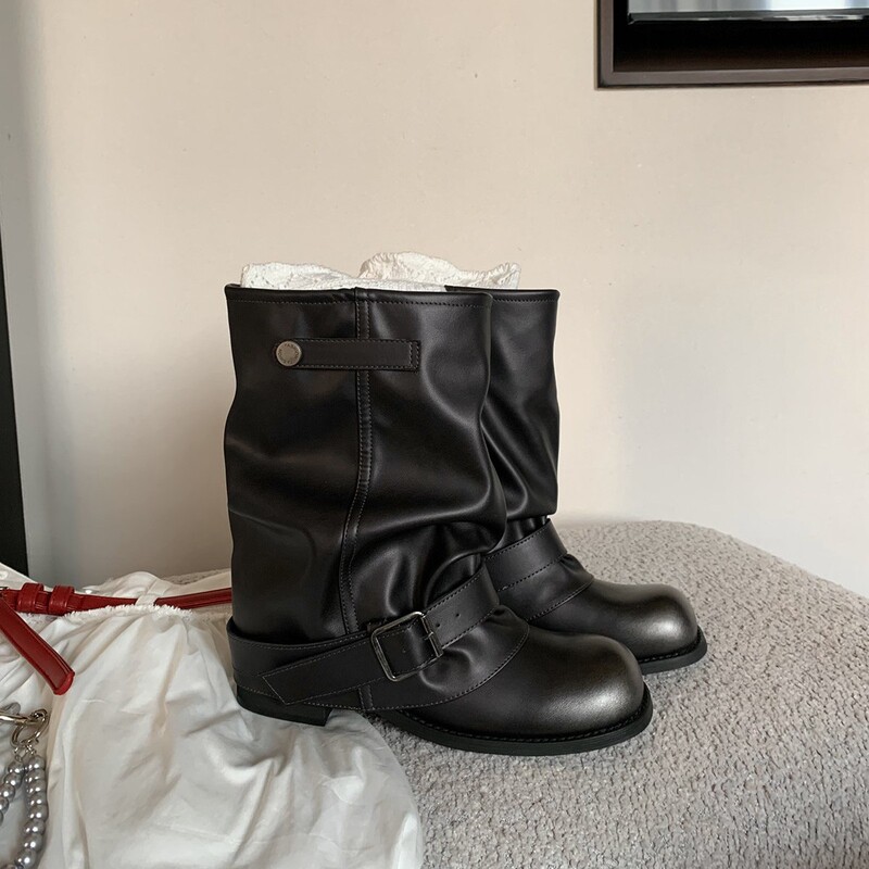 High-end version! Sheepskin version~thick-soled, height-increasing, wide-leg, fleece-lined, ankle boots, Western-style short boots, women's autumn/winter collection High-end version! Sheepskin version~thick-soled, height-increasing, wide-leg, fleece-lined, ankle boots, Western-style short boots, women's autumn/winter collection