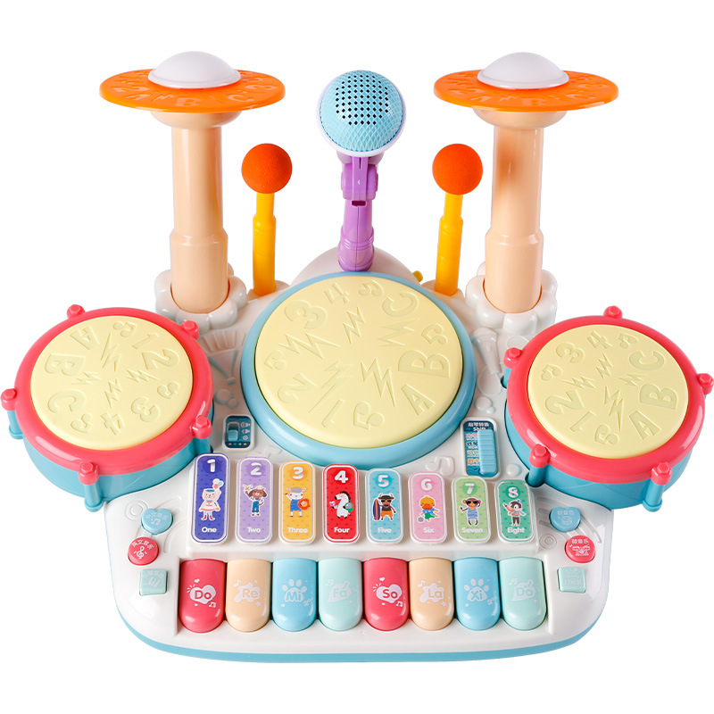 Juguetes de tambores infantiles estantes de bebés instrumentos de tambores de educación temprana rompecabezas mano batería bebés 1 a 12 a 3 años de edad 6 niños y niñas