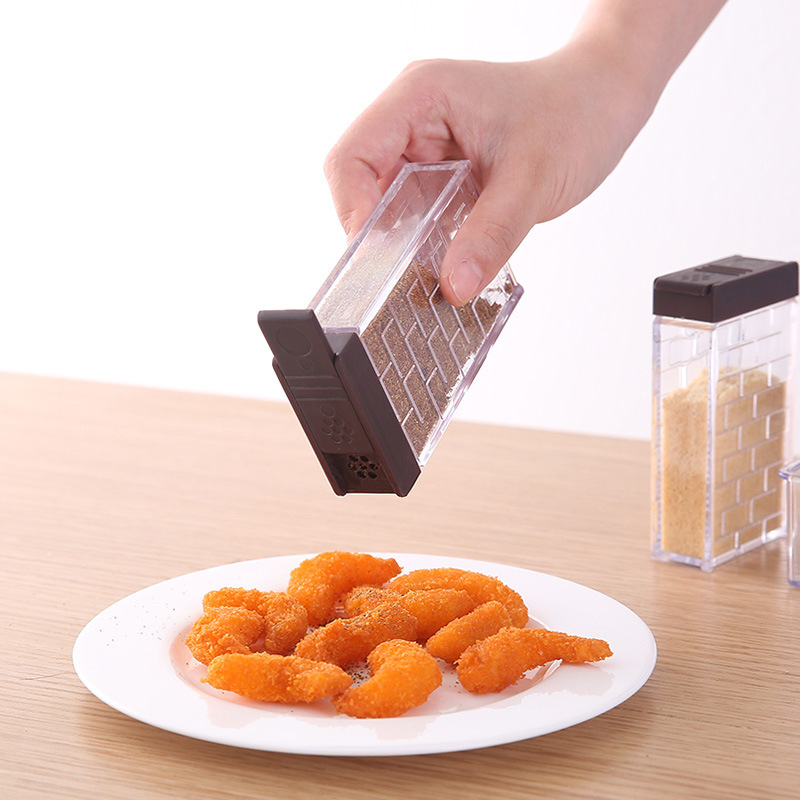 Caja de condimento de tapa abierta de dos vías transparente creativa 6 piezas de almacenamiento multiusos jarra de almacenamiento suministros de cocina jarra de sal condimento jarra sellada