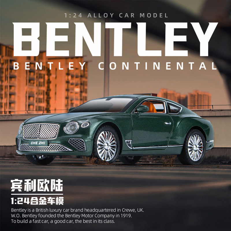 Car Model 1:24 Bentley Continental Alloy Car Model with Sound and Light Trampoline Car Model Display Toy Car Simulated Automotive Model