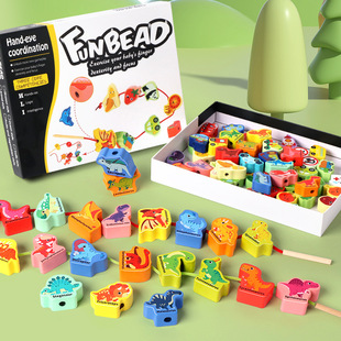 Children's beaded threading toys baby concentration training large particles building blocks educational toys wholesale