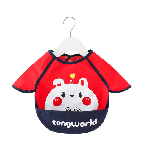 Baby eating bibs, children's baby waterproof sleeveless autumn and winter thin feeding clothes for men and women, anti-dirty protective clothes and rice pockets