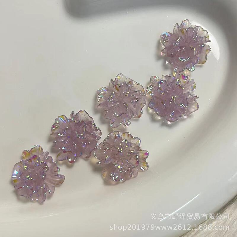 2023 New Aurora purple pleated flower card 20mm Japanese Diy handmade cream glue material wholesale in stock