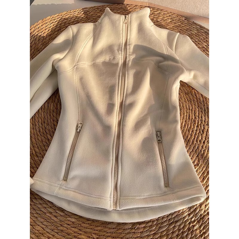 fleece-lined Thickened Yoga Coat Women's Fleece Sweater Winter Slim-fit Liner Zipper Cardigan Inner Top