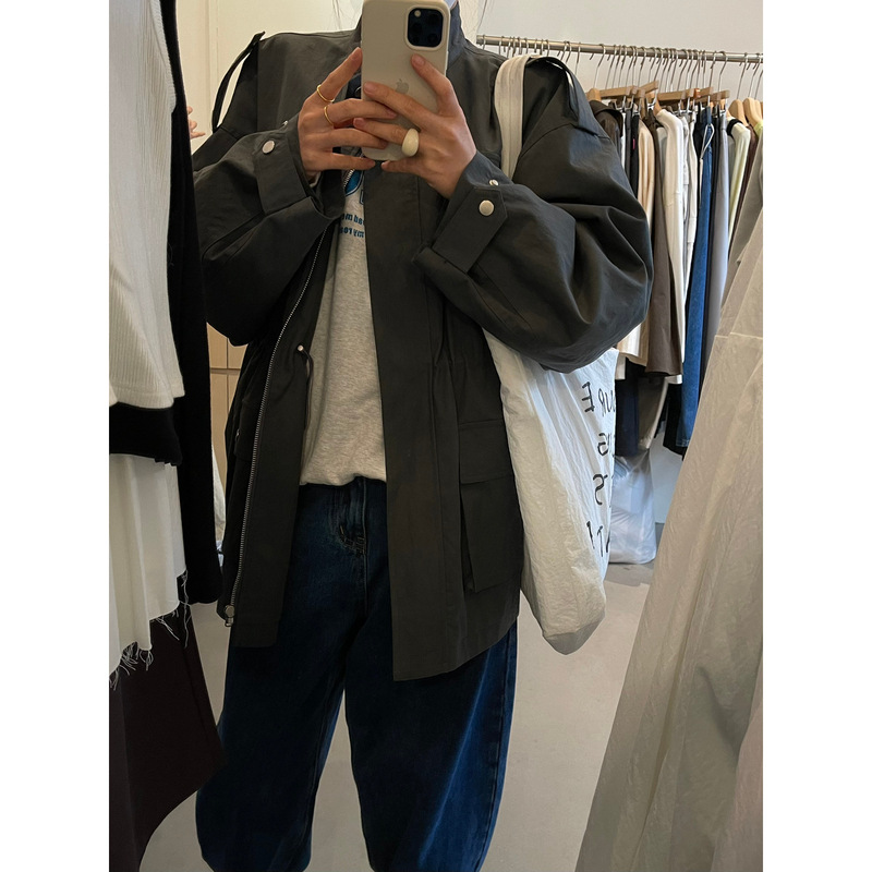 SANBARA-重工立体口袋中长款休闲工装风衣99155|undefined