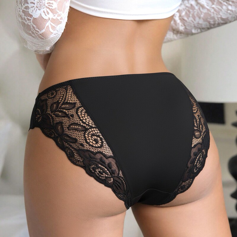 Comfortable and Breathable New Cross-Border European and American Style Lace Panties, Sexy Floral Low-Waist Women's Hip-Hugging Simple Triangle Panties