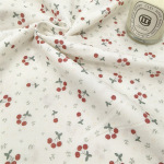 2.5双层纱布 小樱桃 卡通纯棉布料床品服装围嘴面料无荧光