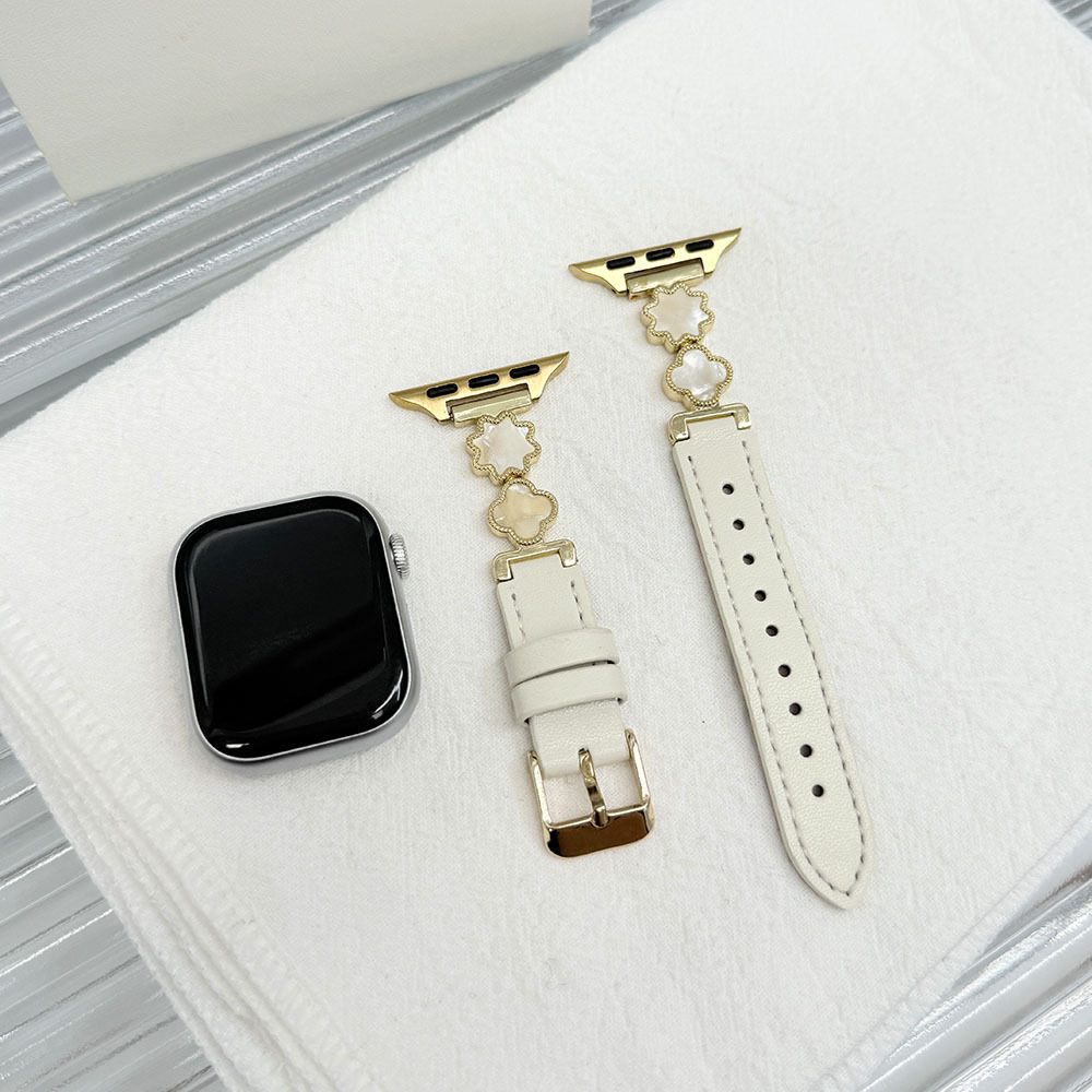 Suitable for Apple S10S98765Se Watch Strap Women's Colorful Mother-Of-Pearl Small Fragrance Wristband Leather Watch Strap