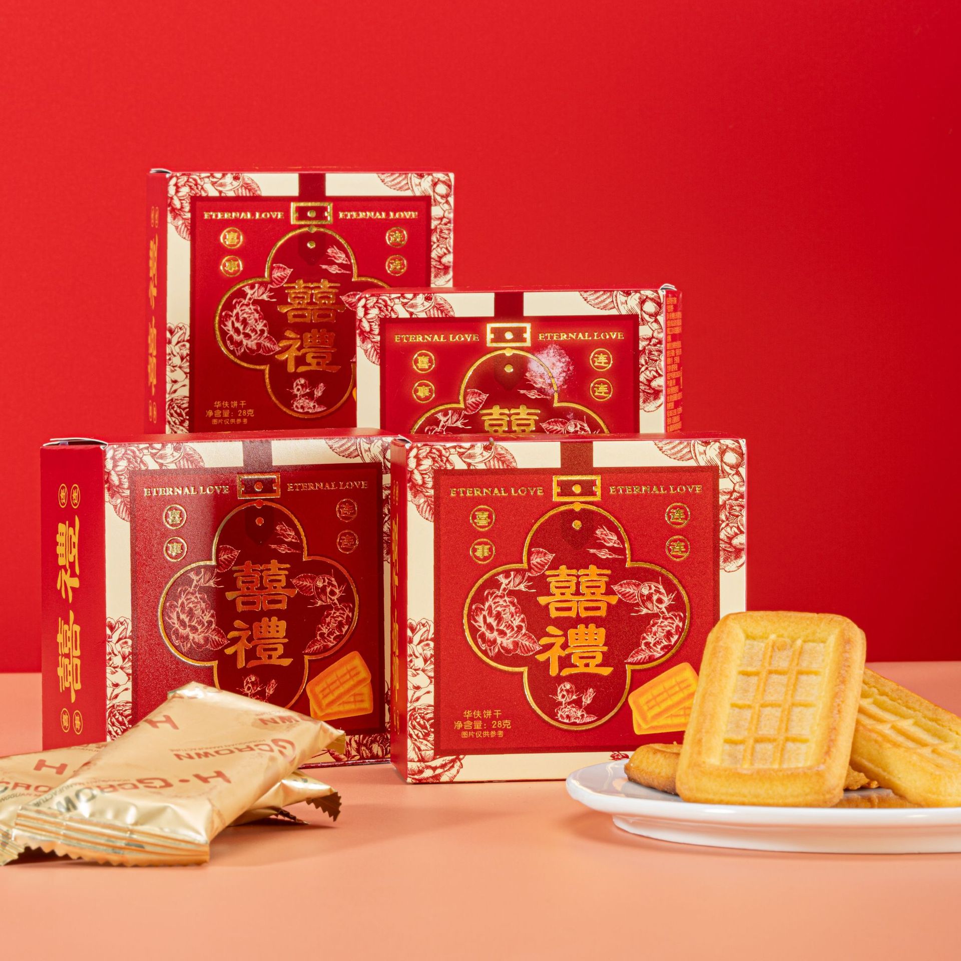 香港怡可缘喜礼华夫饼干布丁蛋糕味酥性饼干婚庆节日伴手礼小零食