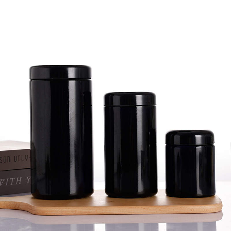 厂家玻璃瓶批发多容量紫罗兰黑料避光膏霜瓶化妆品瓶大麻瓶黑瓷