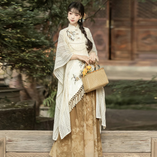 倚梦阁原创梧桐千秋汉服女中国风改良新中式披肩上衣半裙套装9487-阿里巴巴