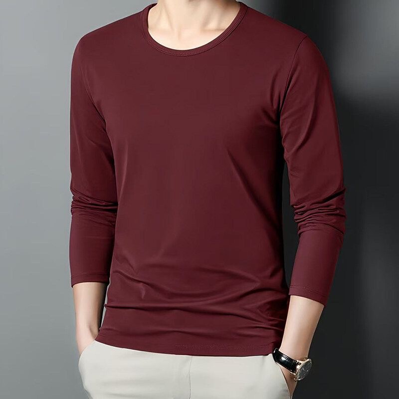 Solid color, round-neck, long-sleeved T-shirt for men, Korean style, trendy, casual, affordable, suitable as an inner layer, fashionable base shirt, wholesale Solid color, round-neck, long-sleeved T-shirt for men, Korean style, trendy, casual, affordable, suitable as an inner layer, fashionable base shirt, wholesale