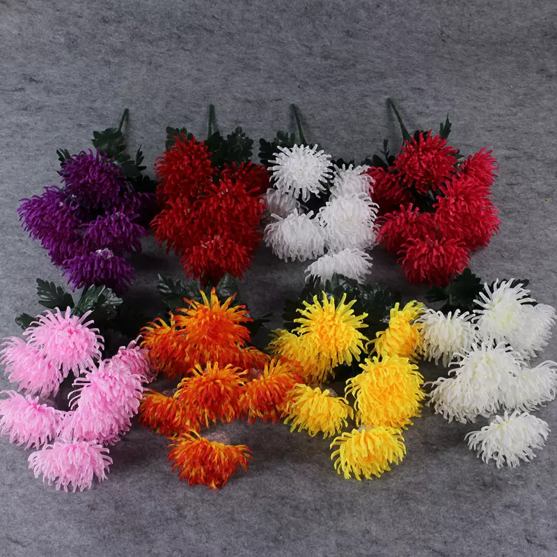 仿真花龙爪菊把束大菊花清明节上坟祭祀假花殡仪馆绢花殡葬花批发