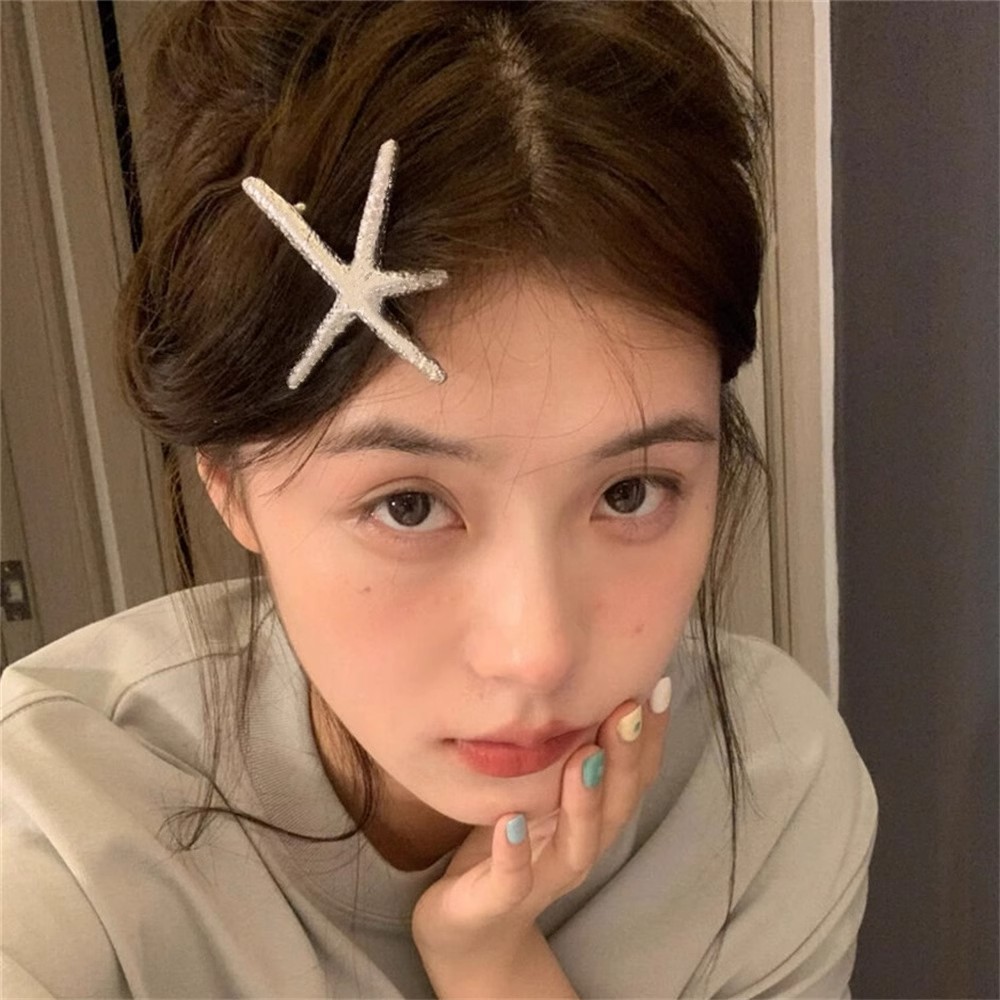 은빛 불가사리 머리핀