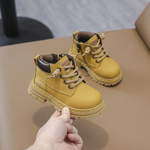 Boys' Toddler Martin Boots Joker Children's Boots Solid Color Girls' Single Boots Comfortable Zipper Baby Ankle Boots