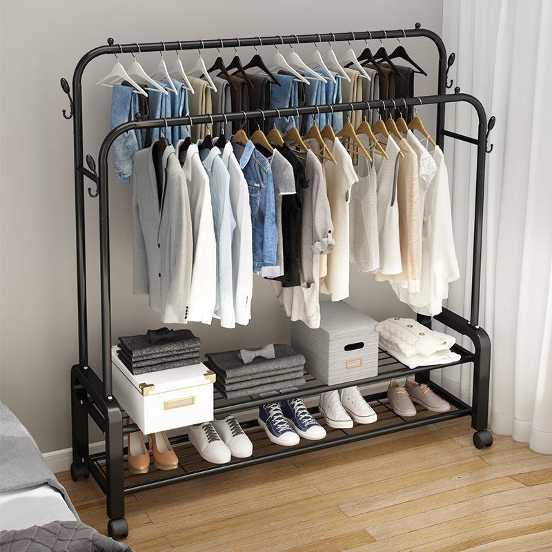 Simple Drying Rack Floor Vertical Bedroom Clothes Hanging Rack Bold Small Balcony Household Clothes Drying Artifact Strong