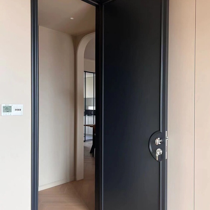 Black paint room door bedroom retro flat door simple French single door high-end wooden door