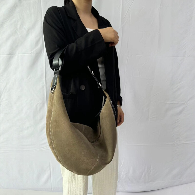 Lemair*E Replica Autumn and Winter Suede Cowhide Dumpling Bag Pebble Croissant Bag Hobo Underarm Bag