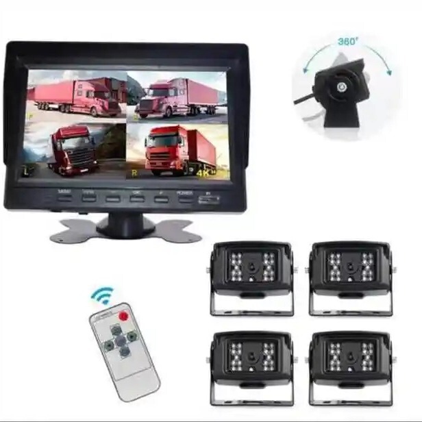 High-Definition Night Vision Truck Reversing Camera System 10.1-Inch 4-Split Display Car-Mounted Surveillance Camera Set