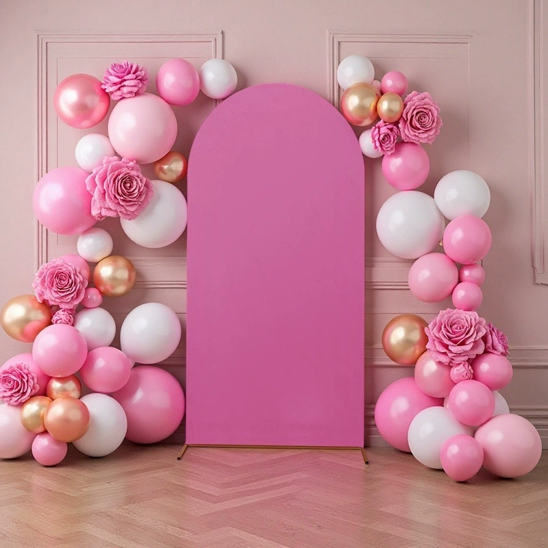 Производитель поставляет специальные декоративные ткани для свадеб и дней рождения, универсальные U-образные чехлы из полиэстера, эластичные фоновые покрытия, тканевые покрытия для арок.