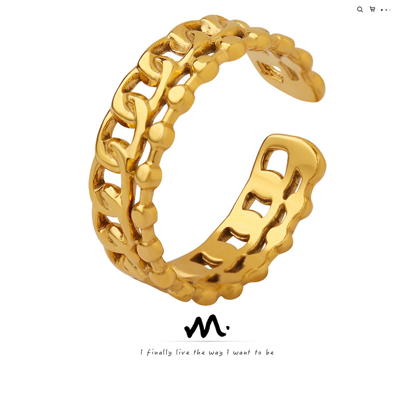 INS estilo japonés y coreano personalidad simple anillo liso anillo hueco anillo de dedo índice anillo de pareja joyería de acero de titanio que no se desvanece A125