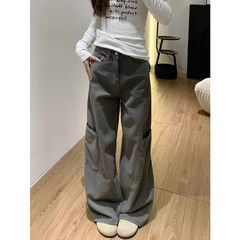夏の女性用グレーのワイドレッグオーバーオール、新しいスタイル、ファットmm、大きいサイズ、ゆったりとした洋ナシ型のボディ、スリムなストレートジーンズ
