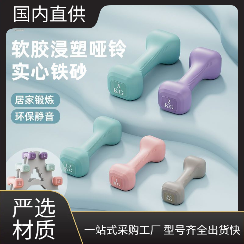 Dumbbells for Women's Fitness Home Yoga Arm Muscle Training Men's Rehabilitation Training Beginners Dipped Plastic Dumbbells 0.5kg Pair