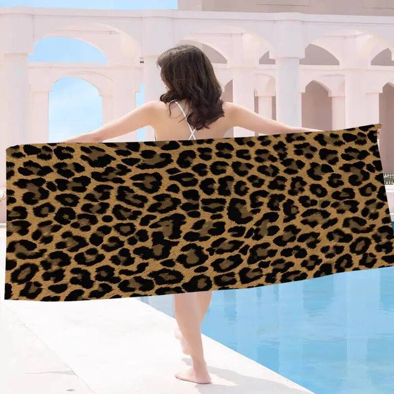 In-Stock Hot-Selling Quick-Dry Printed Beach Towel, Space-Saving, Lightweight Leopard Print Swimming Towel for Seaside Travel, Wholesale